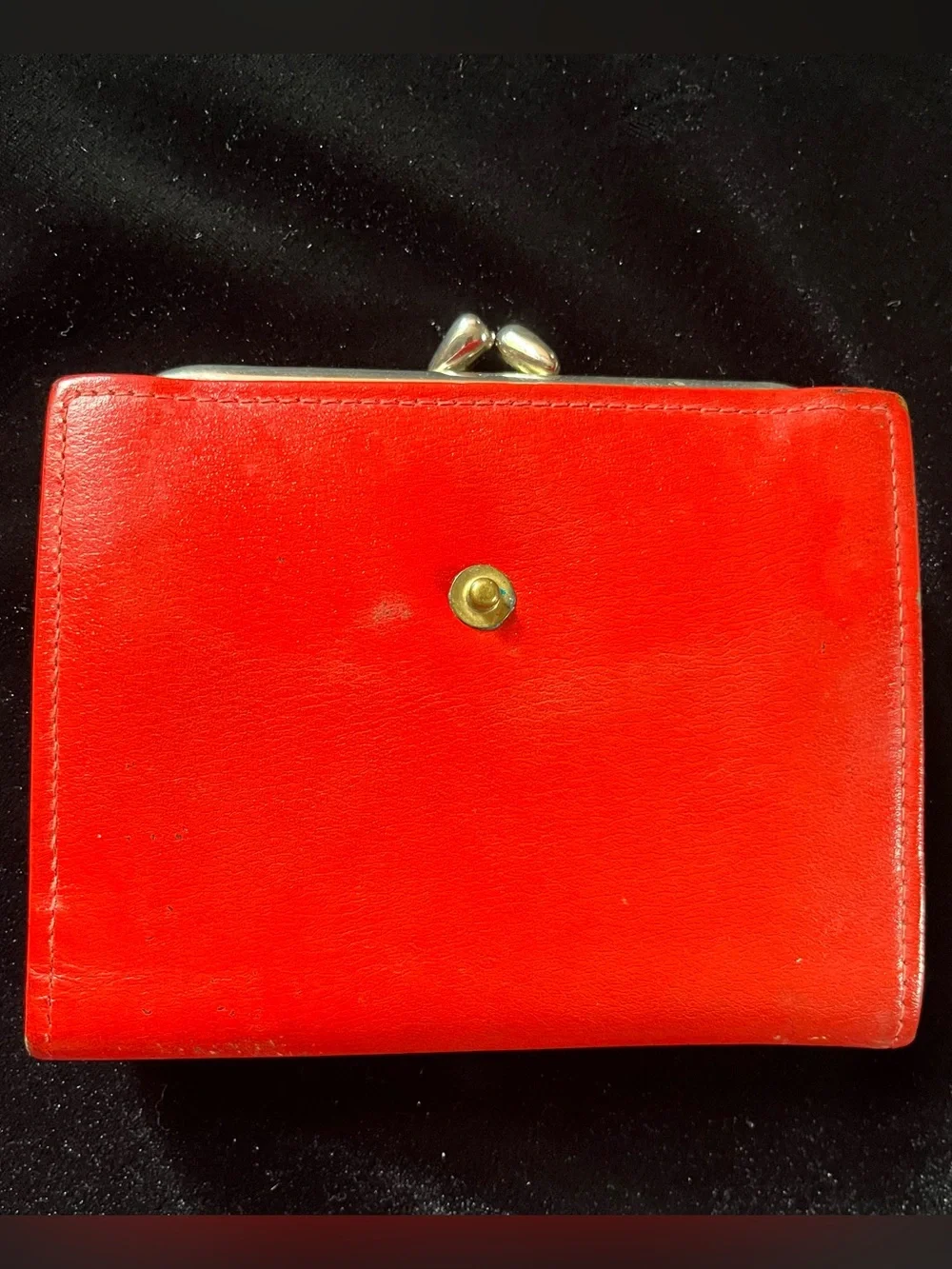 St. Thomas Vintage Lipstick Red Leather Wallet Coin Purse